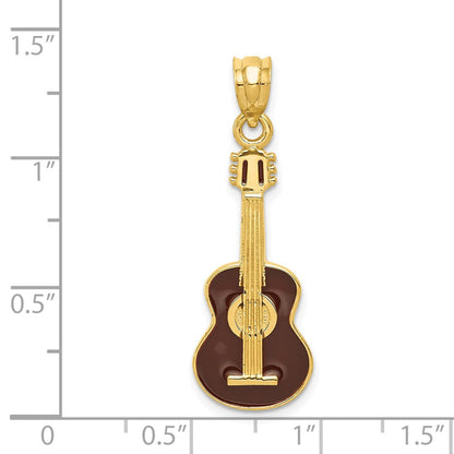 14K Gelbgold Emaillierter Gitarren-Anhänger