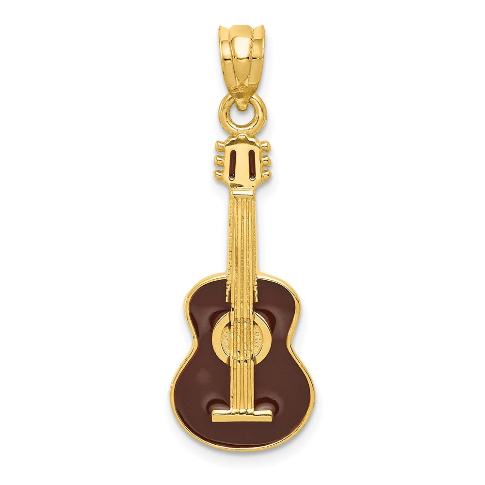 14K Gelbgold Emaillierter Gitarren-Anhänger