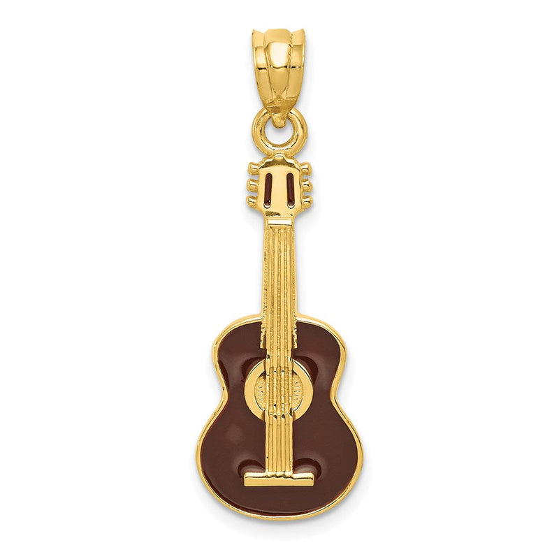 14K Gelbgold Emaillierter Gitarren-Anhänger