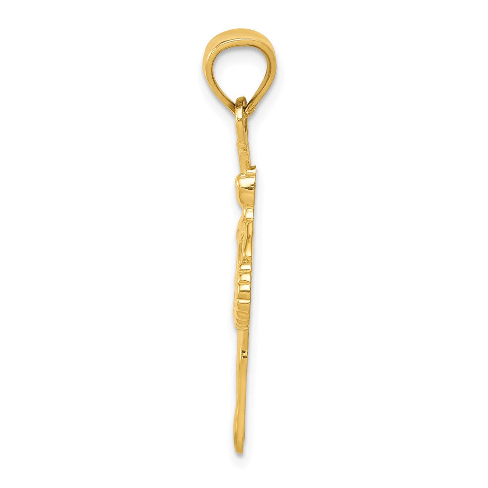 14K Gelbgold Anhänger "Ballerina" mit rosa Emaille