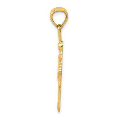 14K Gelbgold Anhänger "Ballerina" mit rosa Emaille