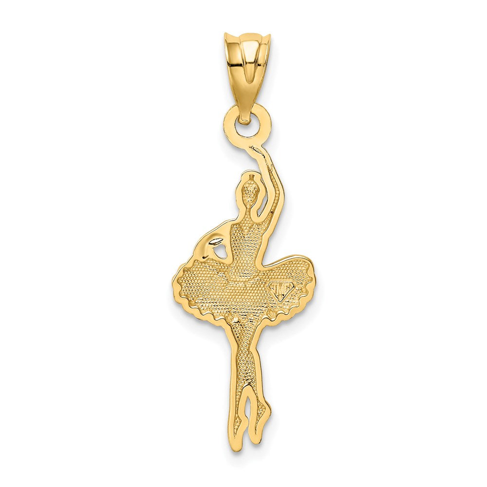 14K Gelbgold Anhänger "Ballerina" mit rosa Emaille