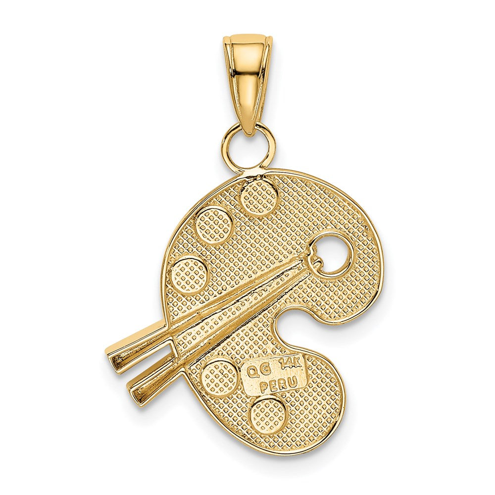 14 Karat Gelbgold Künstlerpalette-Anhänger mit Emaille