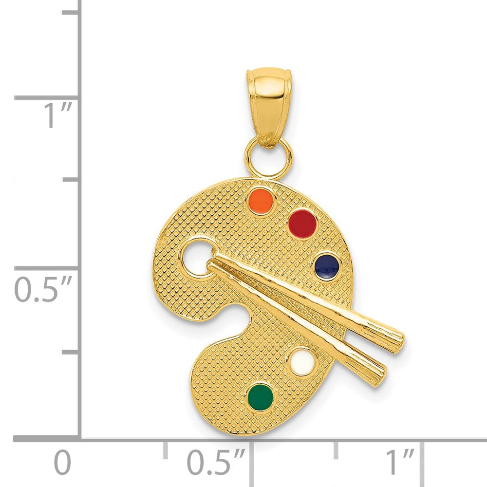 14 Karat Gelbgold Künstlerpalette-Anhänger mit Emaille