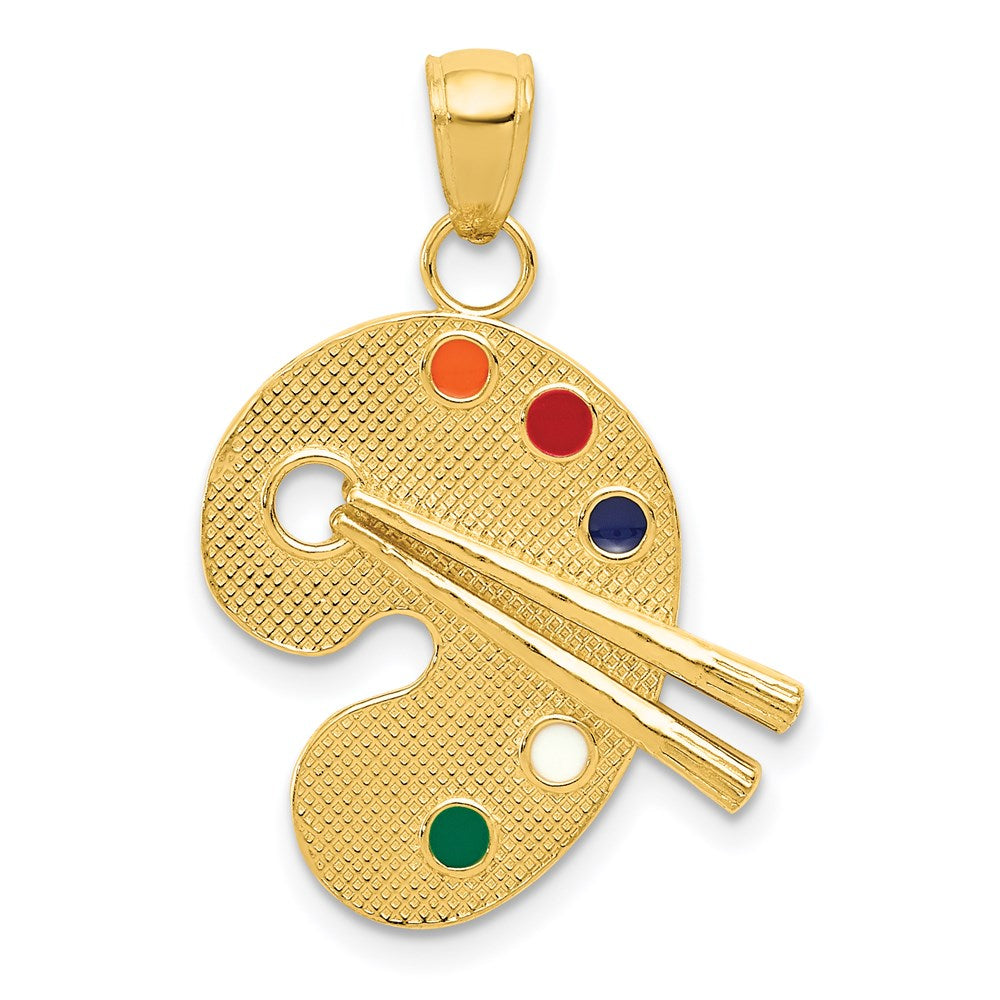 14 Karat Gelbgold Künstlerpalette-Anhänger mit Emaille