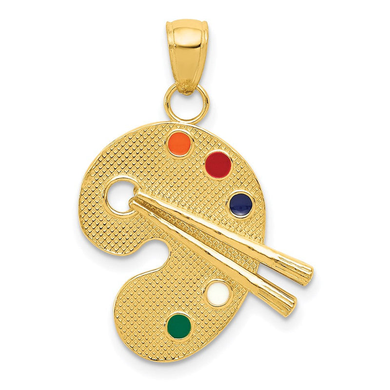 14 Karat Gelbgold Künstlerpalette-Anhänger mit Emaille
