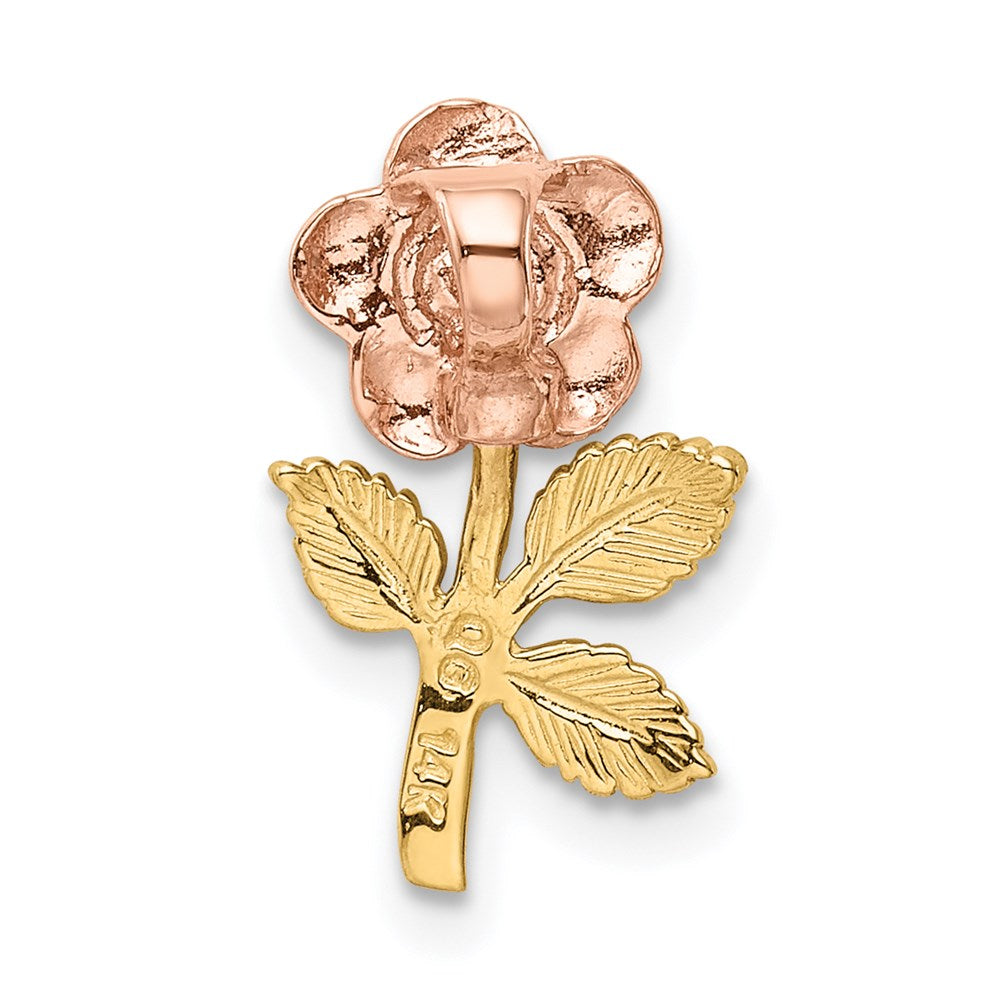14K Bicolor Mini Rosa Rose Blume Kette Anhänger
