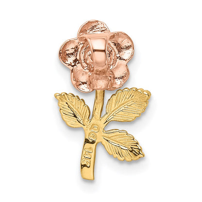 14K Bicolor Mini Rosa Rose Blume Kette Anhänger