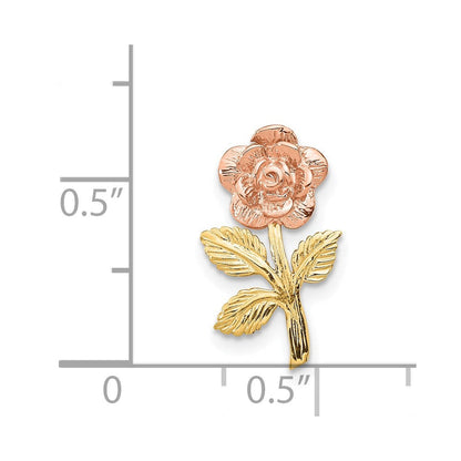 14K Bicolor Mini Rosa Rose Blume Kette Anhänger