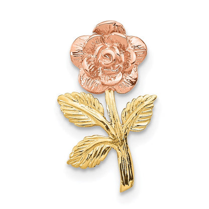 14K Bicolor Mini Rosa Rose Blume Kette Anhänger