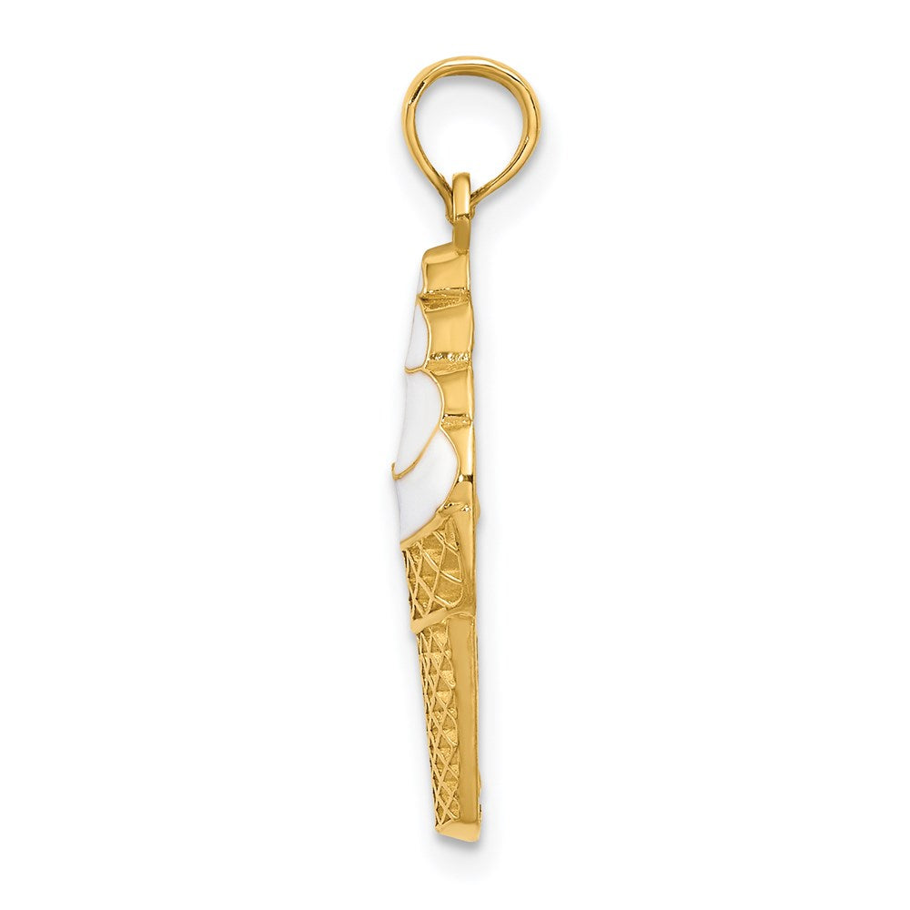 14K Gelbgold Anhänger „Vanilleeistüte“ emailliert