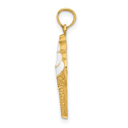 14K Gelbgold Anhänger „Vanilleeistüte“ emailliert