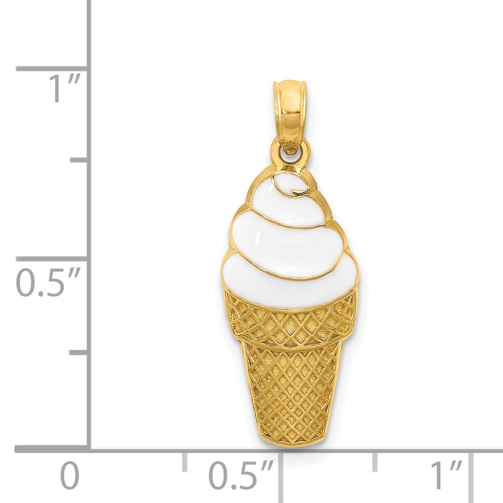 14K Gelbgold Anhänger „Vanilleeistüte“ emailliert
