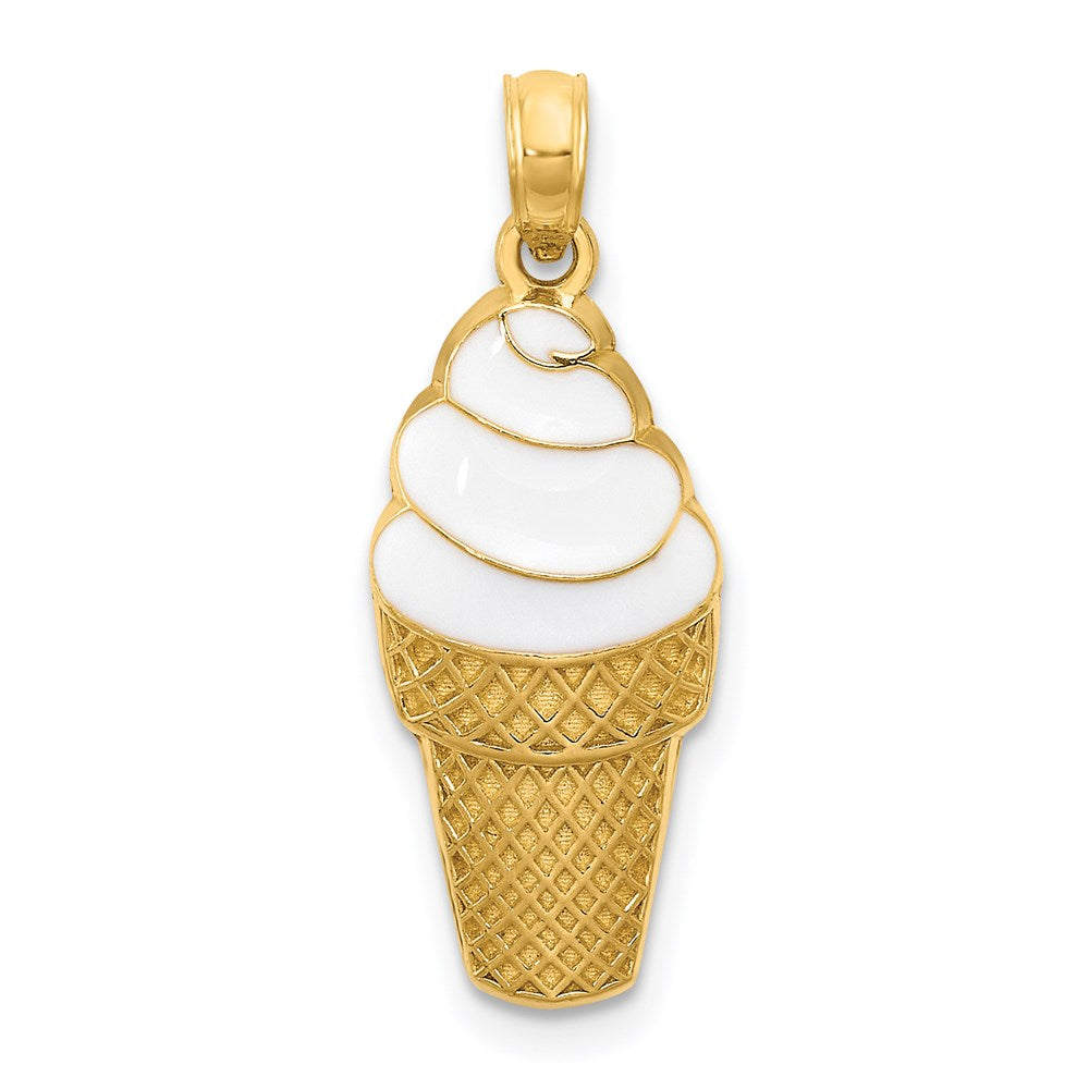14K Gelbgold Anhänger „Vanilleeistüte“ emailliert