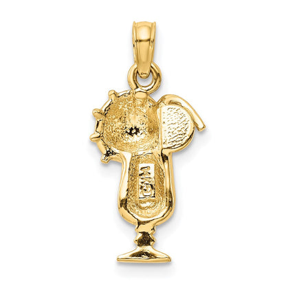14K Gelbgold Anhänger "Tropisches Getränk" mit rosa Emaille