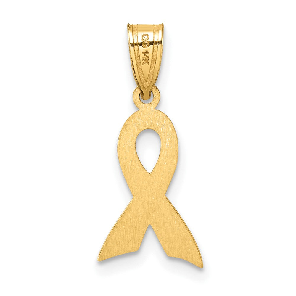 14K Gelbgold Klein Emailliert Bewusstsein Schleife Charm