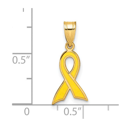 14K Gelbgold Klein Emailliert Bewusstsein Schleife Charm