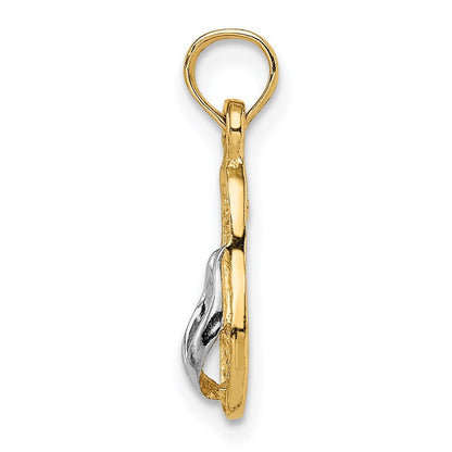 14K Gelb & Rhodium 3d mit Rhodium Einfach Flip-flop Anhänger