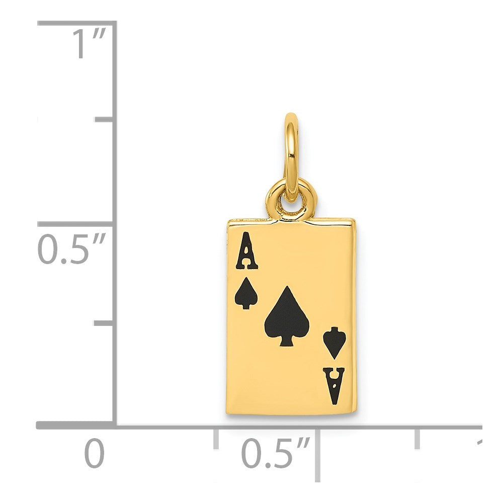 14K Gelbgold Emailliert Ace Of Spades Card Charm