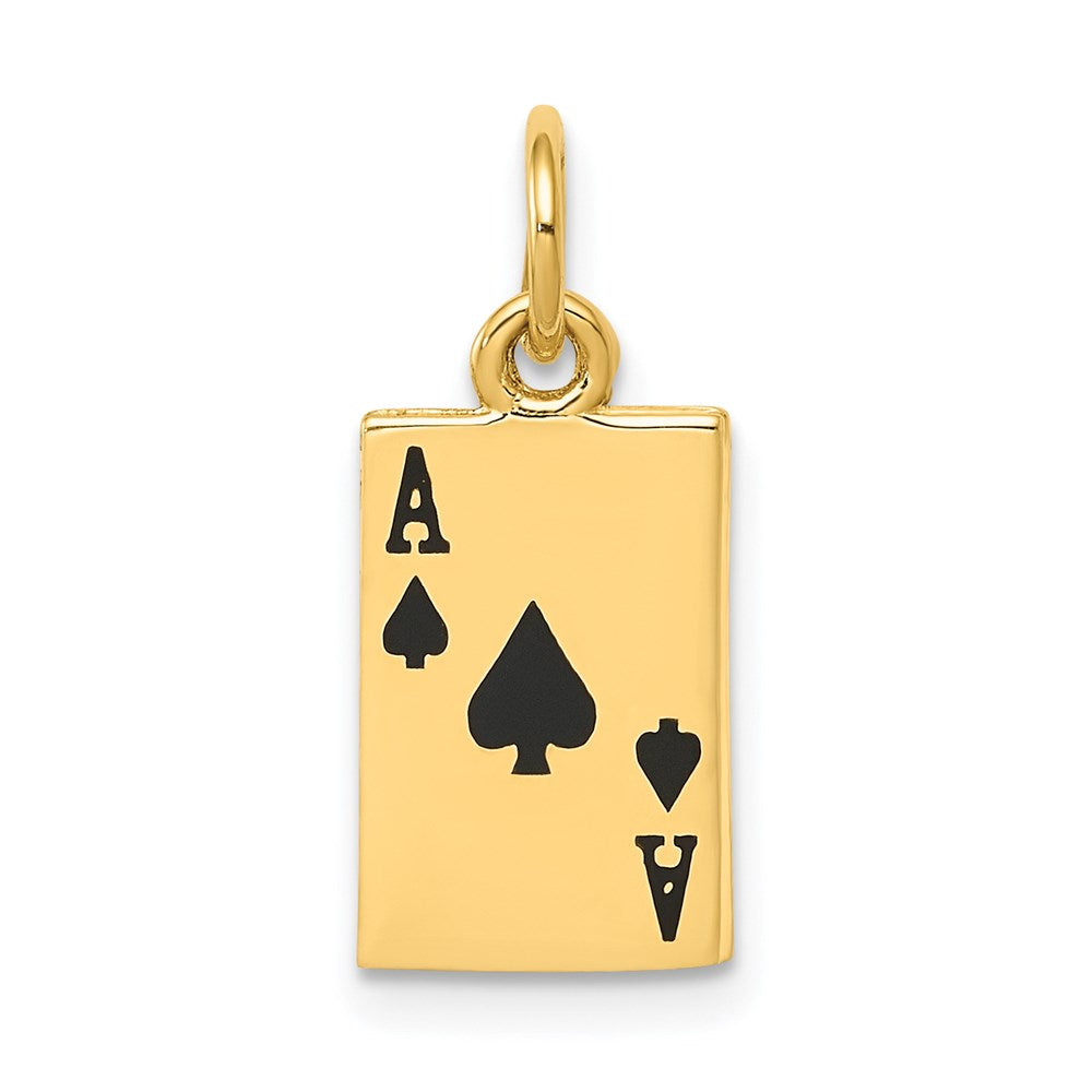 14K Gelbgold Emailliert Ace Of Spades Card Charm