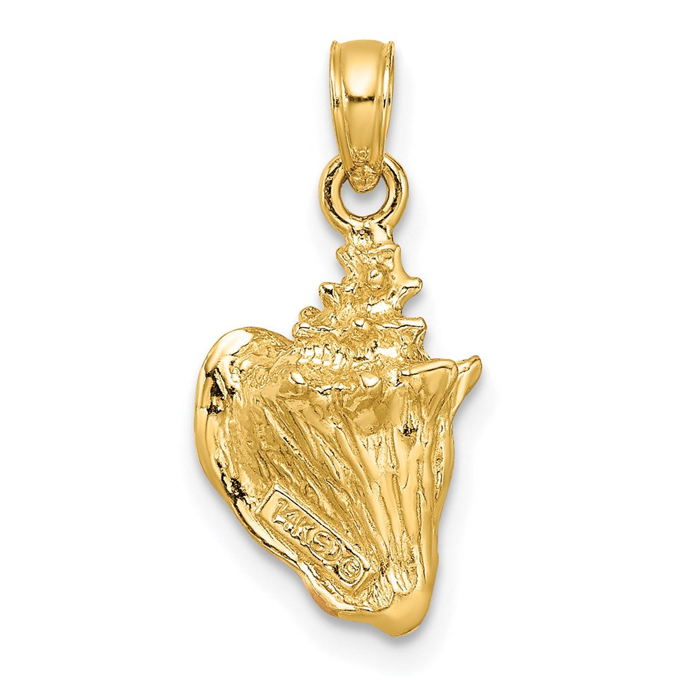 14K Gelbgold Emaillierter 3D-Muschel-Anhänger (Conch)