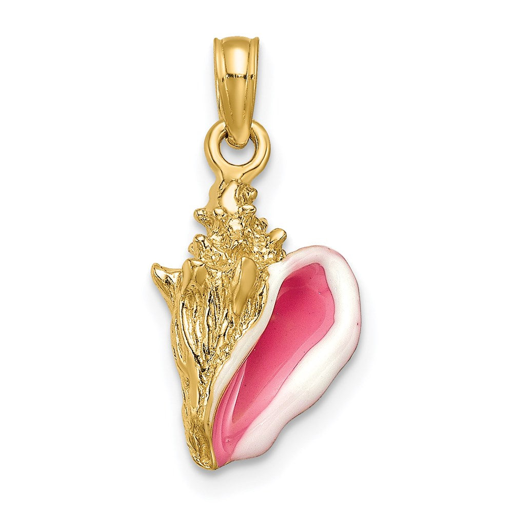 14K Gelbgold Emaillierter 3D-Muschel-Anhänger (Conch)