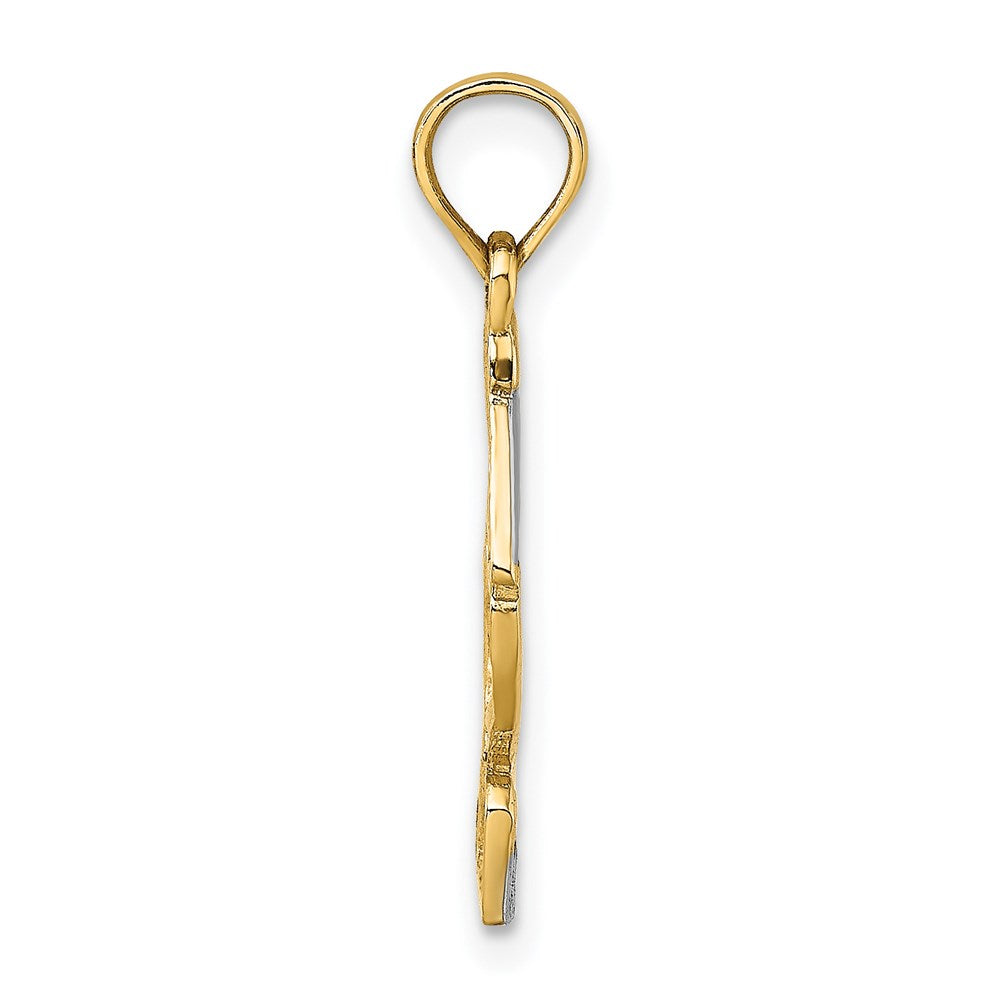 14K Gelb & Rhodium und Pelican Standing Charm
