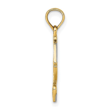 14K Gelb & Rhodium und Pelican Standing Charm