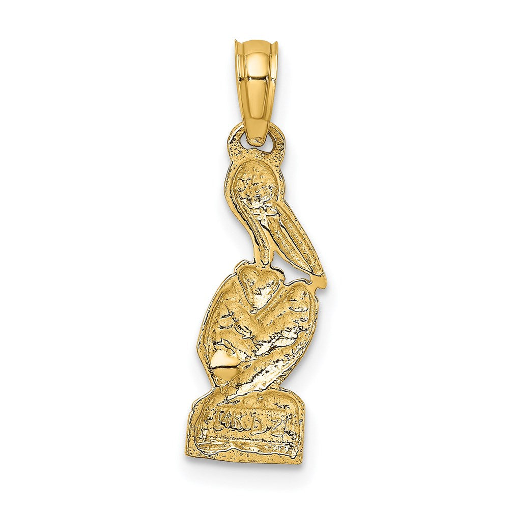 14K Gelb & Rhodium und Pelican Standing Charm