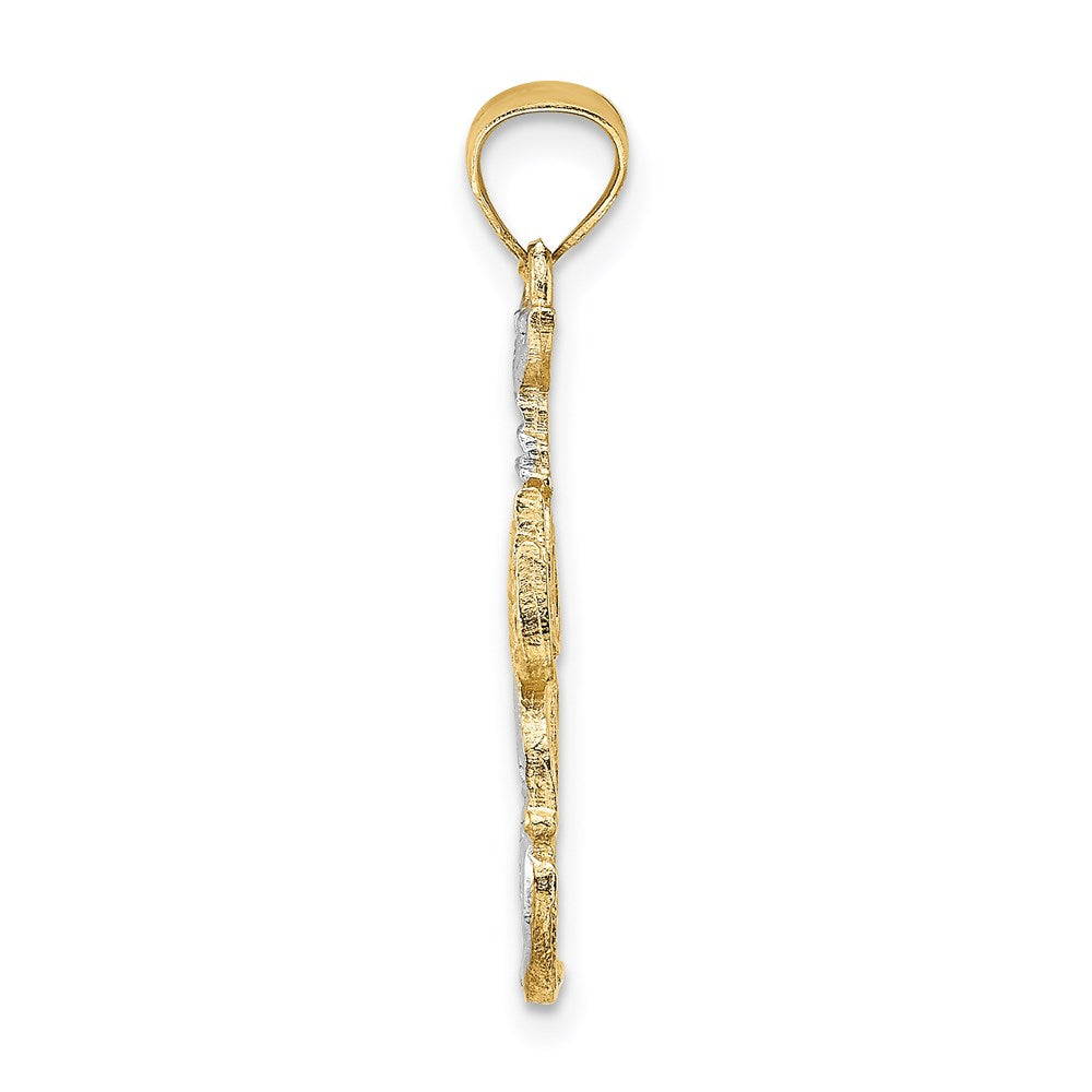 14K Gelb & Rhodium mit Weiß Karabiner Charm