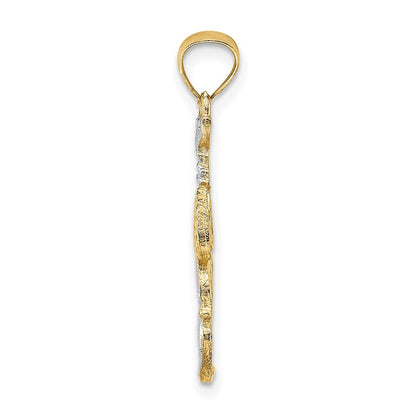 14K Gelb & Rhodium mit Weiß Karabiner Charm