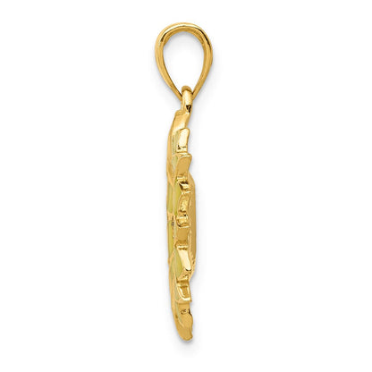 14K Gelbgold Anhänger Sonnenblume, gelb emailliert