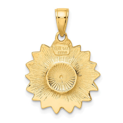 14K Gelbgold Anhänger Sonnenblume, gelb emailliert
