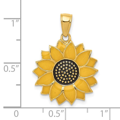 14K Gelbgold Anhänger Sonnenblume, gelb emailliert