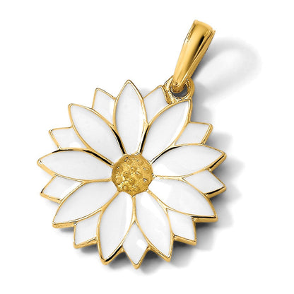 14K Gelbgold Anhänger mit emaillierter weißer Gänseblümchen-Blüte