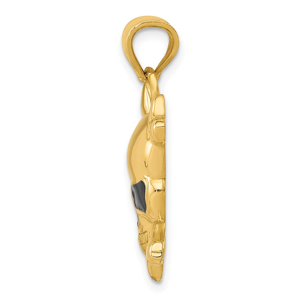 14K Gelbgold Totenkopf-Anhänger emailliert