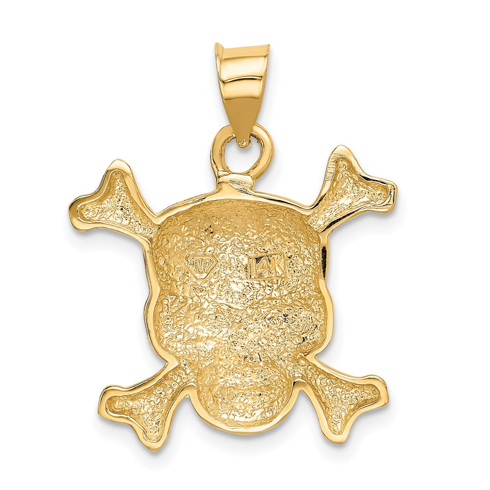 14K Gelbgold Totenkopf-Anhänger emailliert