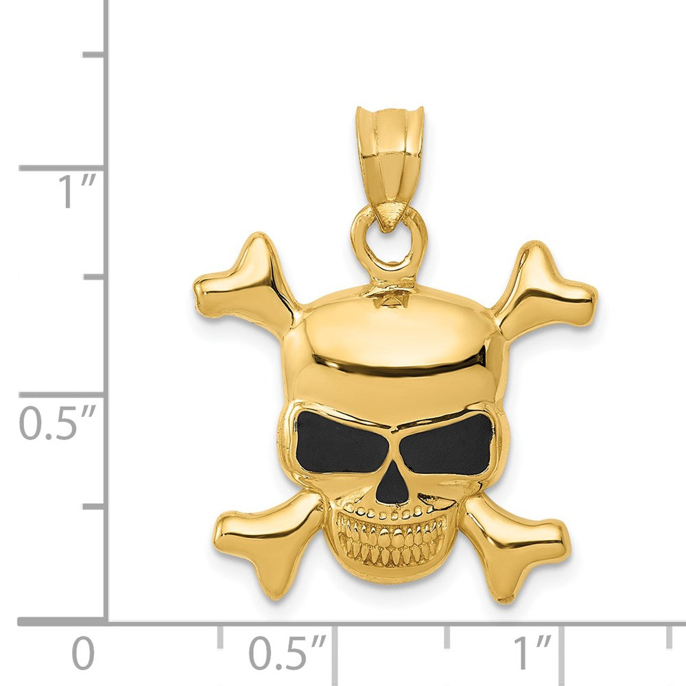 14K Gelbgold Totenkopf-Anhänger emailliert