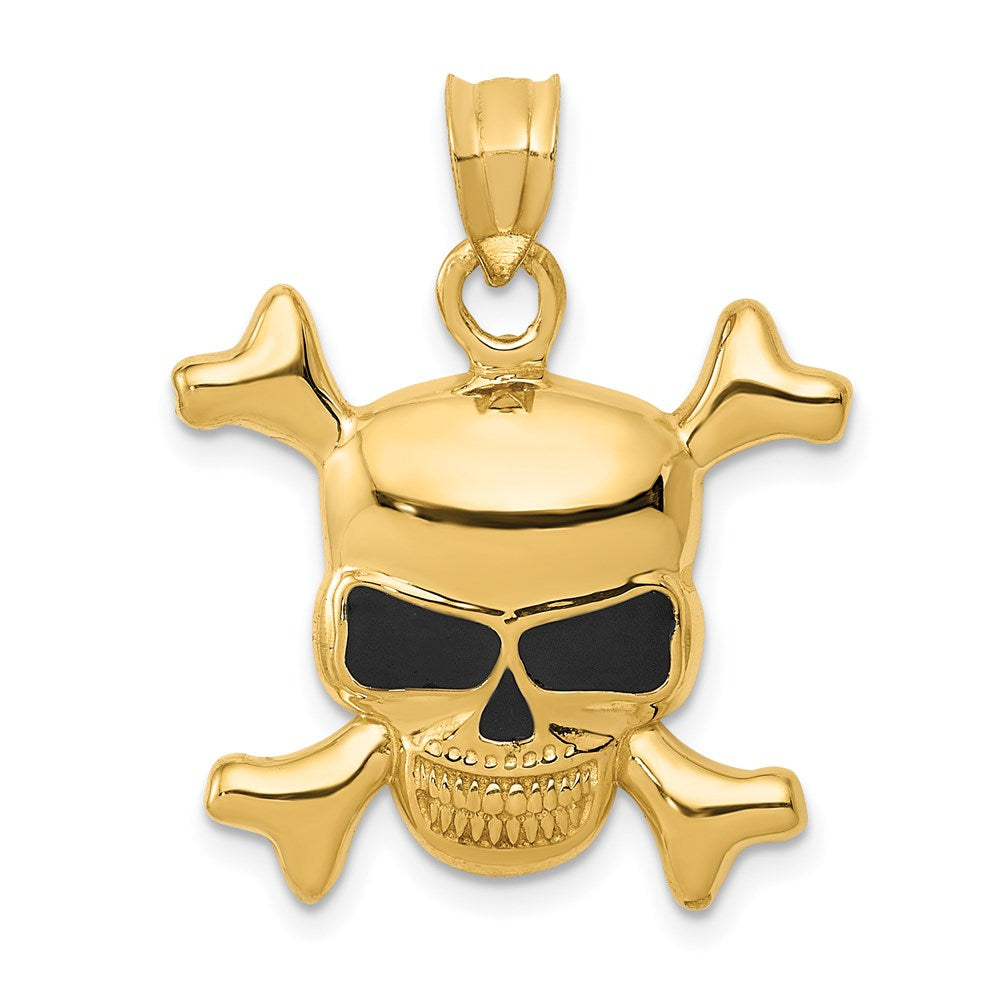 14K Gelbgold Totenkopf-Anhänger emailliert