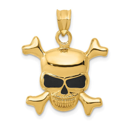 14K Gelbgold Totenkopf-Anhänger emailliert
