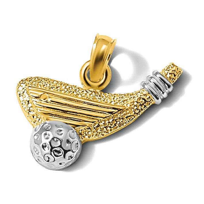 14K Gelb & Rhodium Golf Club und Kugel Charm