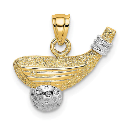14K Gelb & Rhodium Golf Club und Kugel Charm