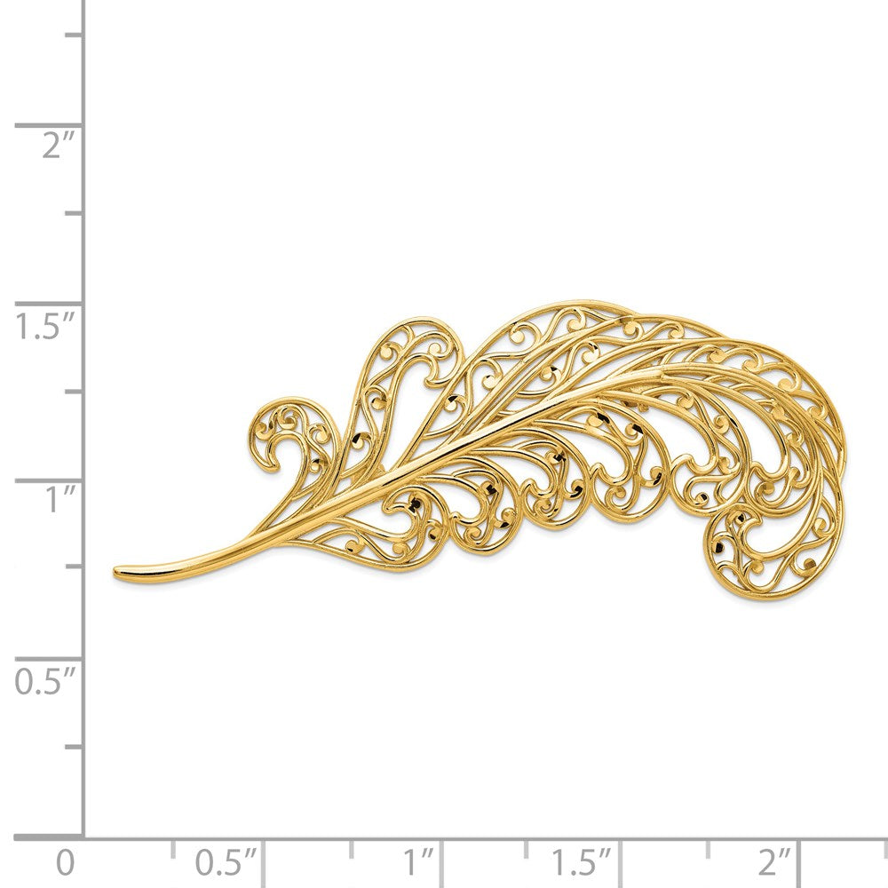 14K Gelbgold Filigran Feder Brosche