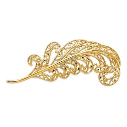 14K Gelbgold Filigran Feder Brosche