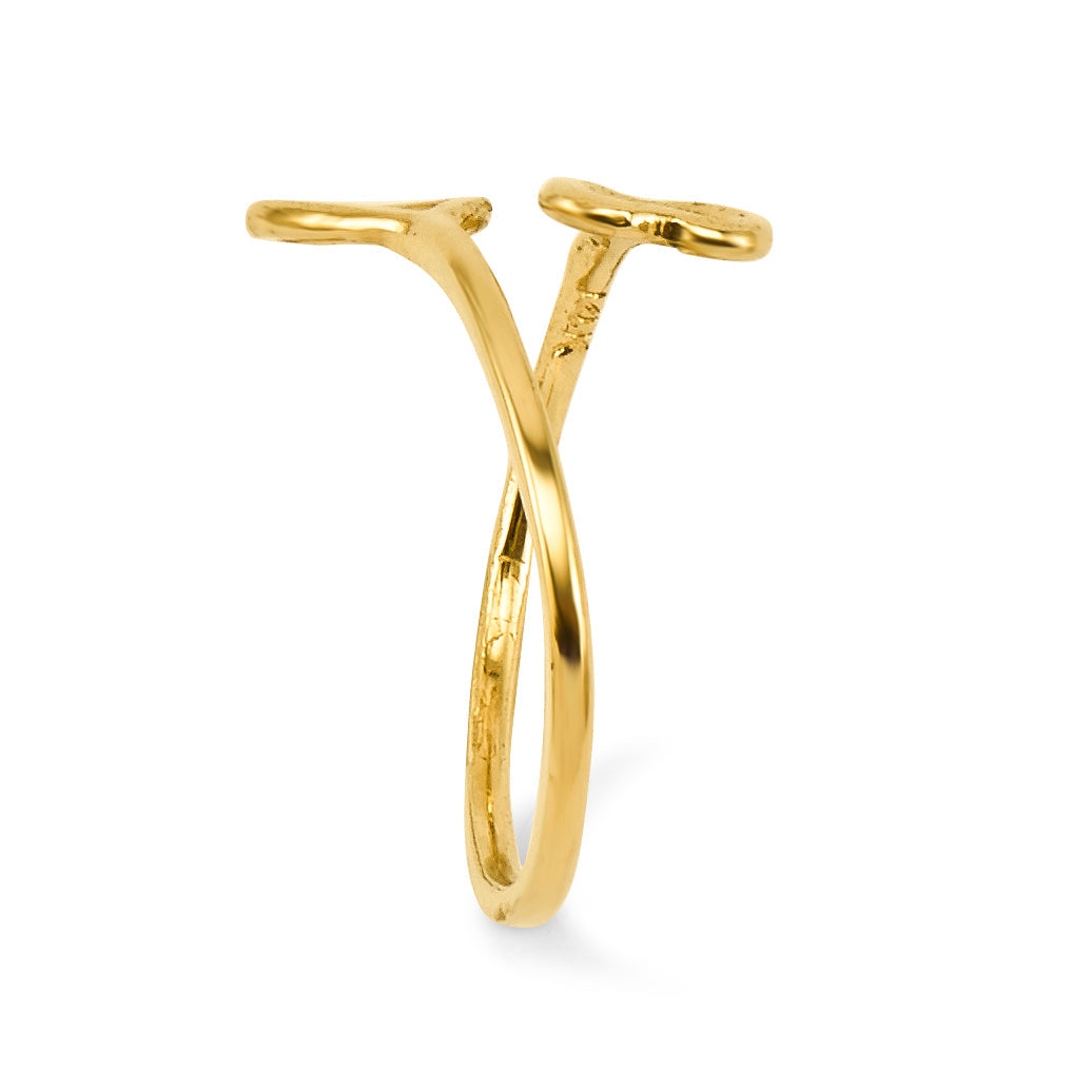 14K Gelbgold Doppelt Herz Zehenring