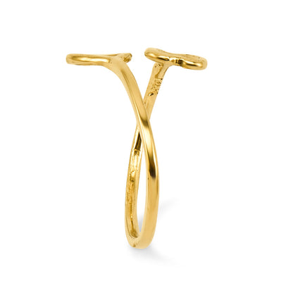 14K Gelbgold Doppelt Herz Zehenring