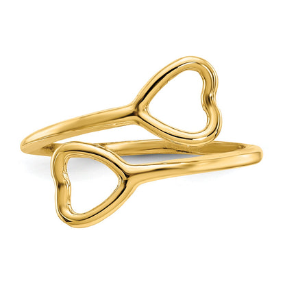 14K Gelbgold Doppelt Herz Zehenring