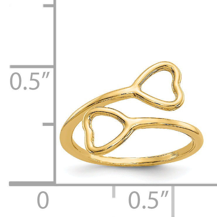 14K Gelbgold Doppelt Herz Zehenring