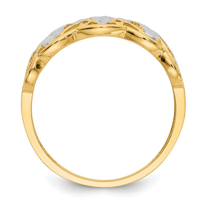 14K Gelbgold Rhodiniert Diamantierter Wellen-Ring
