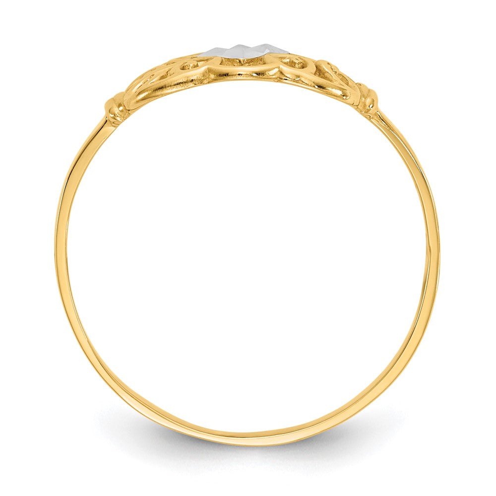 14K Gelbgold Ring mit Rhodium-Filigran